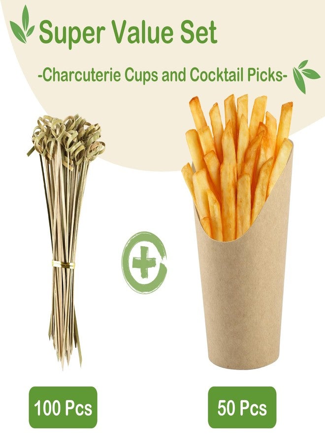 Coidea 50 Pcs Charcuterie Cups with 100 Cocktail Picks, Disposable 12oz Kraft Paper Snack Cup, Appetizer Cups for Parties - Image 3