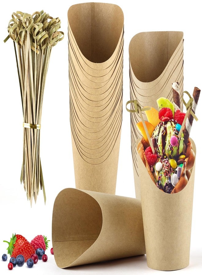 Coidea 50 Pcs Charcuterie Cups with 100 Cocktail Picks, Disposable 12oz Kraft Paper Snack Cup, Appetizer Cups for Parties - Image 1