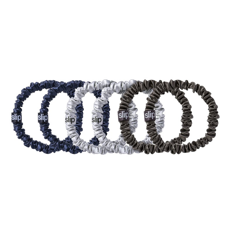 slip Skinnies The Midnight Collection | Pure Silk Skinny Scrunchies Set | 100% Mulberry Silk, Anti-Crease, Ultra Soft, Gentle on Hair, Prevents Breakage | Set of 6, Stylish & Durable - Image 3