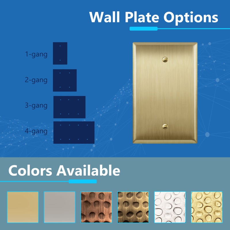 LIDER Blank Metal Wall Plate, Stainless Steel Blank Outlet Cover, Corrosion Resistant, Mid-Size 1-Gang 4.88" x 3.11", 201 Stainless Steel, LMWP-01M-BB, Brushed Brass - Image 4