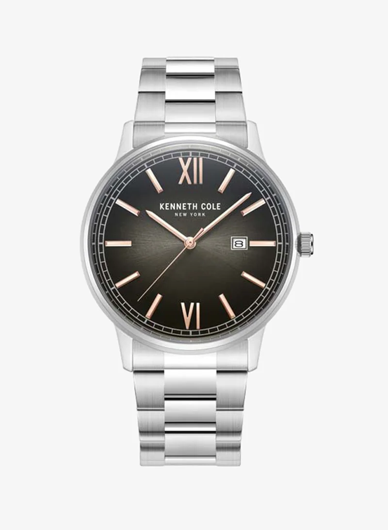 Kenneth Cole New York Modern Classic Black Dial Stainless Steel Bracelet Analog Watch for Men