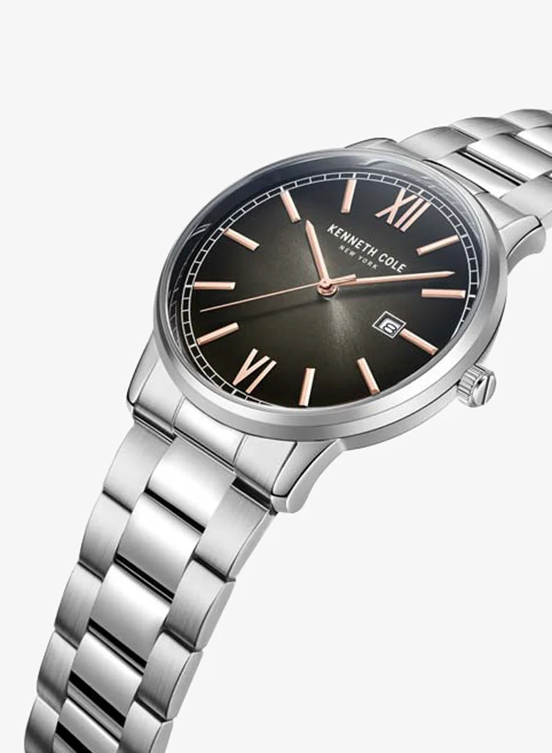 Kenneth Cole New York Modern Classic Black Dial Stainless Steel Bracelet Analog Watch for Men