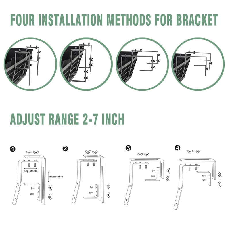 Karlliu 2 Pack 24 Inch Window Boxes Planter for Outdoor Plants Deck Railing Planters Box with Adjustable Brackets for Porch Fence Balcony Hanging Flower Baskets with Non-Woven Fabric Liner for Garden Decor - Image 5