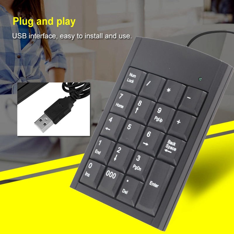Black USB Numeric Keypad Portable 19 Keys Number Pad - Image 3