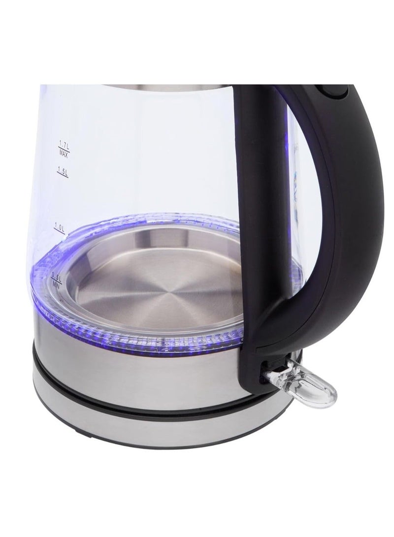 Dots 1.7 litre glass electric hot water kettle 2200W fast boiling hot water kettle, high boron glass, 360° rotatable base, triple thermostat with indicator light around the heating element - Image 3