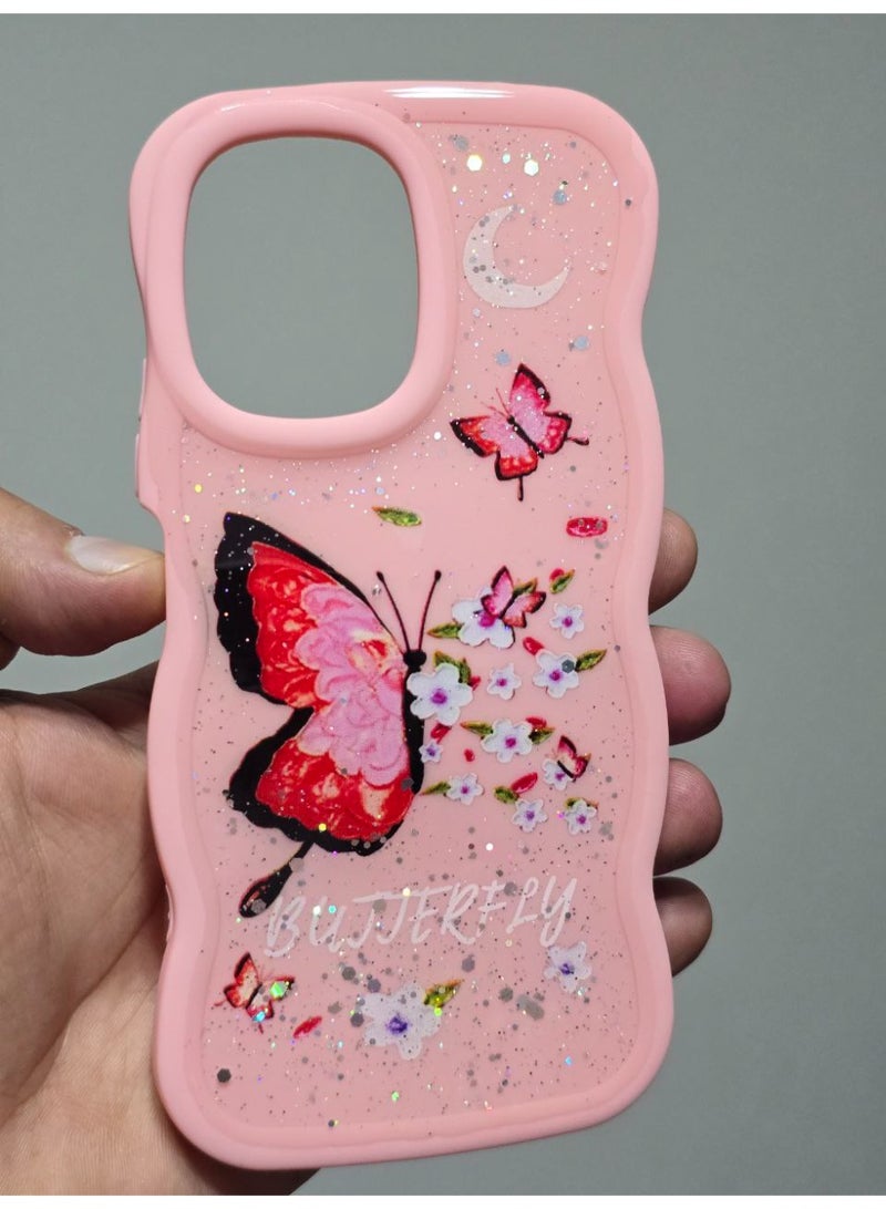 غطاء خلفي مطبوع عليه فراشه و مكتوب عليه Butterfly متوافق  مع هاتف شاومي ريدمي 13C - Image 1