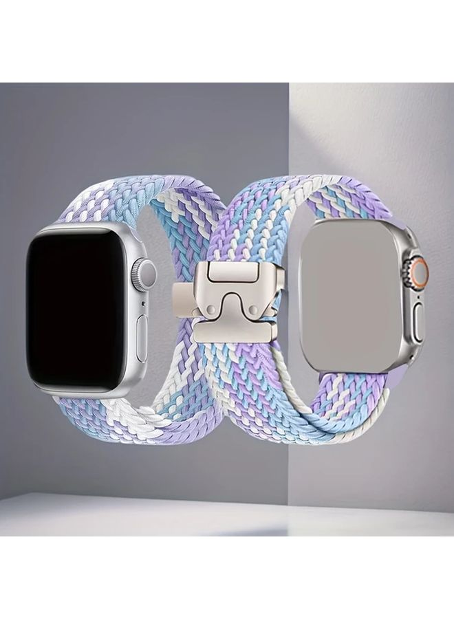 حزام مطاطي مطرز باللون القرمزي مقاس 46 مم لـ iWatch S10 42 44 45 49 مم نايلون منسوج رياضي ألترا - Image 4