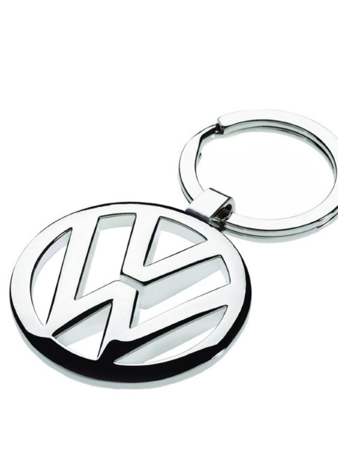 ميدالية مفاتيح معدنية بلون فضي بتصميم علامة سيارة فولكس واجن