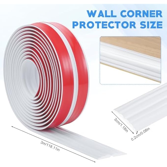 3M PEEL AND STICK MOULDING, SELF ADHESIVE WALL CORNER PROTECTORS, SHOCK PROTECTION SKIRTING BOARD PVC INSIDE OUTSIDE CORNER TRIM, FLEXIBLE MOULDING TRIM, CUTTABLE EDGING TAPE FOR DECORATIVE STRIPS - Image 3