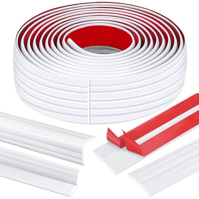 3M PEEL AND STICK MOULDING, SELF ADHESIVE WALL CORNER PROTECTORS, SHOCK PROTECTION SKIRTING BOARD PVC INSIDE OUTSIDE CORNER TRIM, FLEXIBLE MOULDING TRIM, CUTTABLE EDGING TAPE FOR DECORATIVE STRIPS - Image 1