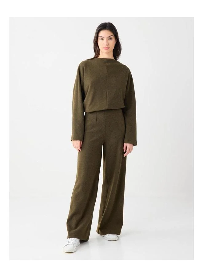 Jimmy Key Khaki Melange Comfortable Fit Batwing Sleeve Soft-Texture Sweatshirt.