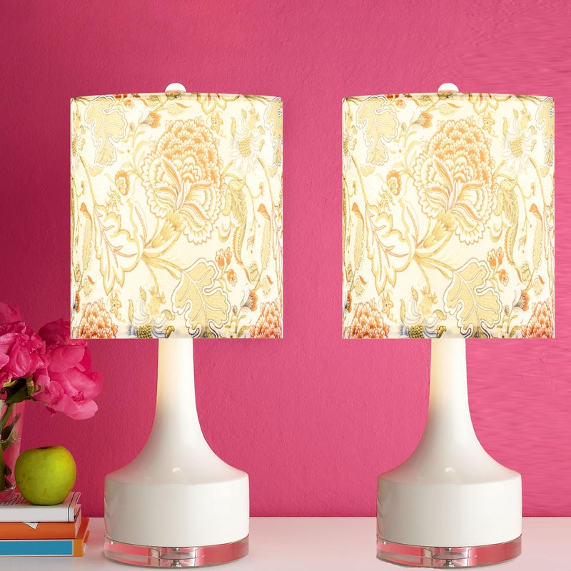 GO&SO Set of 2 Small Tall Lamp Shades, 10" Top X 10" Bottom X 10" High Drum Lamp Shade Printing Flowers Plants -Lampshades for Floor Lamps,Table Lamp, Modern Lamp Shade Replacement, Assembly Required - Image 4