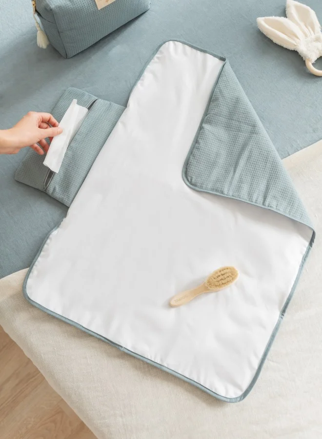 nobodinoz Stone Blue Waterproof Changing Pad