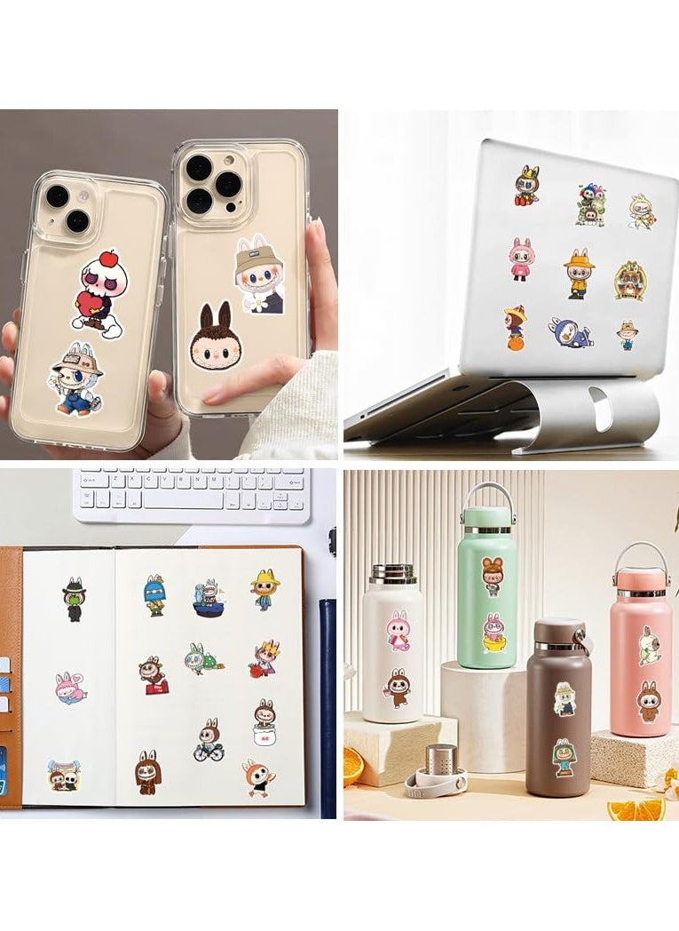 50 Pcs Labubu Cartoon Stickers for Teen Water Bottle, Cool Terror Labubu, Waterproof, Vinyl Decal for Kids Adult Girl Laptop, Skateboard, Phone, Guitar, Travel, Case, Bike Decoration