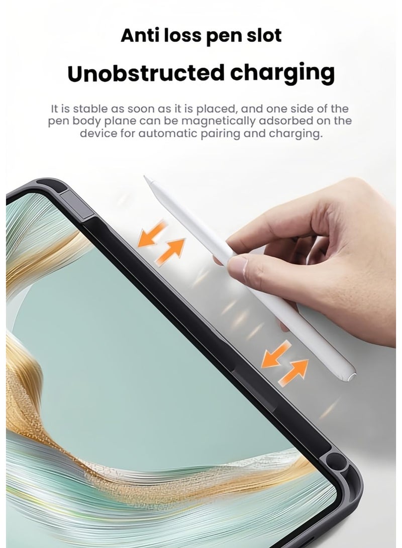 general Case Compatible with Huawei MatePad Pro 12.2 inch 2025, Transparent Acrylic Backplate Protective Case with Pen Slot, Shockproof Y-Fold Stand, Auto Sleep Function - Image 3