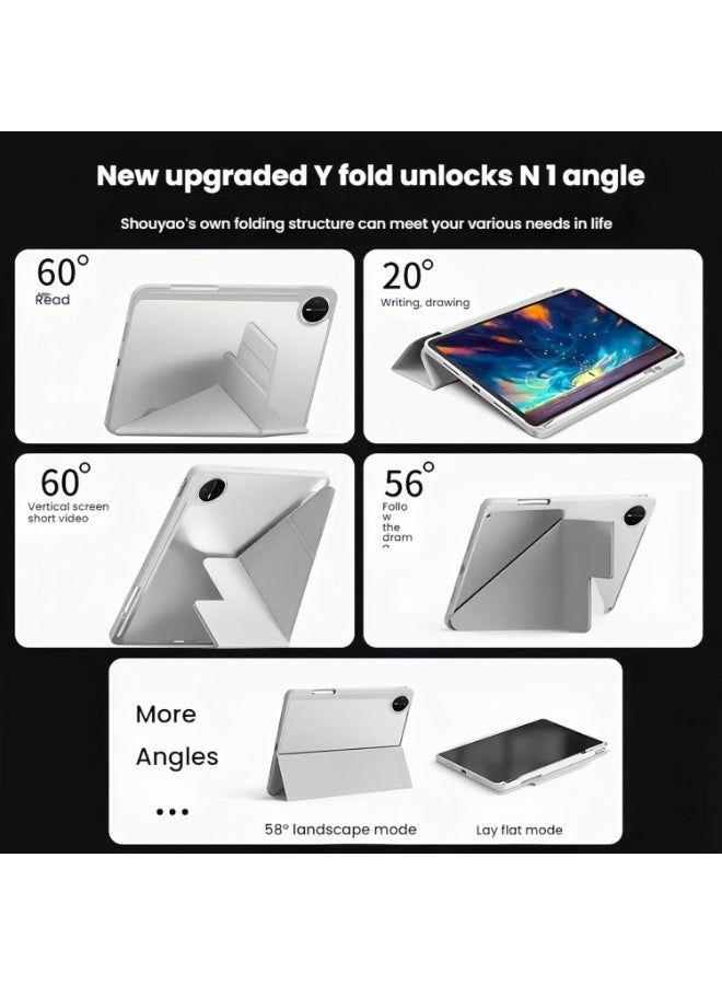 general Case Compatible with Huawei MatePad Pro 12.2 inch 2025, Transparent Acrylic Backplate Protective Case with Pen Slot, Shockproof Y-Fold Stand, Auto Sleep Function - Image 2