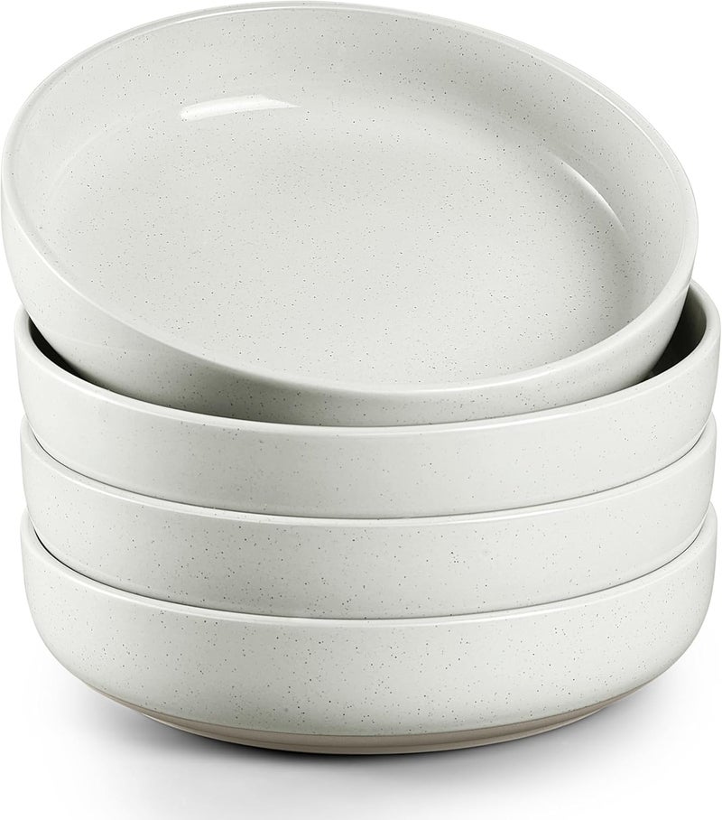HaWare Pasta Bowls Set of 4 33oz Large Salad Bowls for Home Kitchen Ceramic Serving Plates for Soup Cereal Scratchresistant Wide and Shallow Dinner Bowl Microwave  Dishwasher Safe Milky White - Image 1
