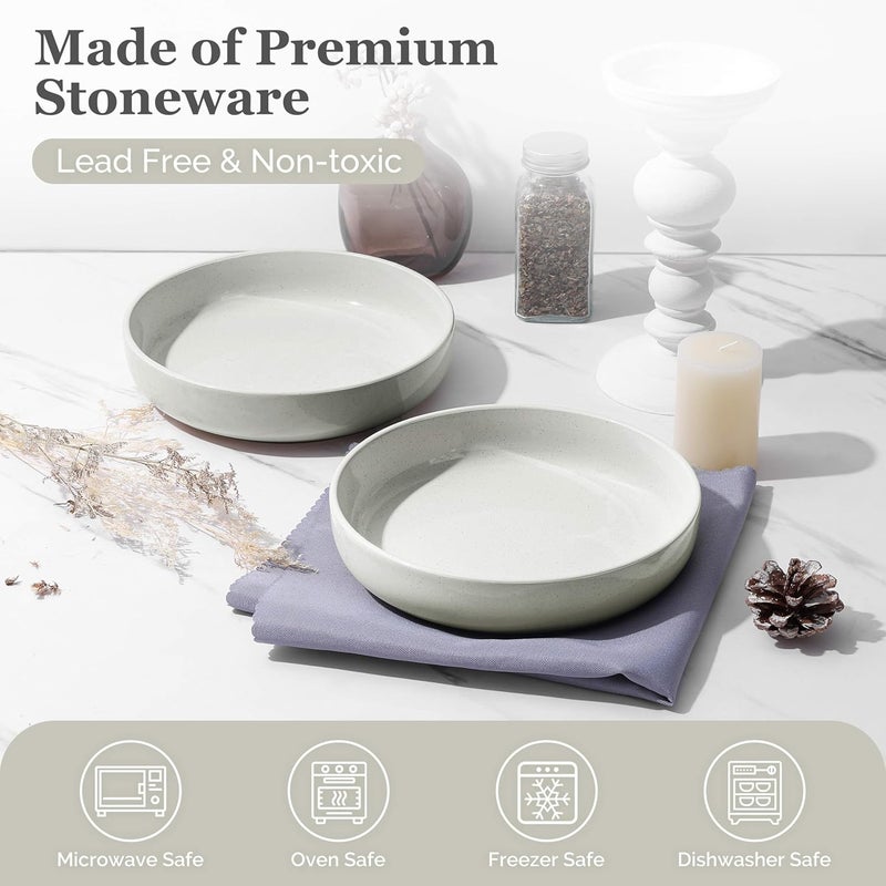 HaWare Pasta Bowls Set of 4 33oz Large Salad Bowls for Home Kitchen Ceramic Serving Plates for Soup Cereal Scratchresistant Wide and Shallow Dinner Bowl Microwave  Dishwasher Safe Milky White - Image 3