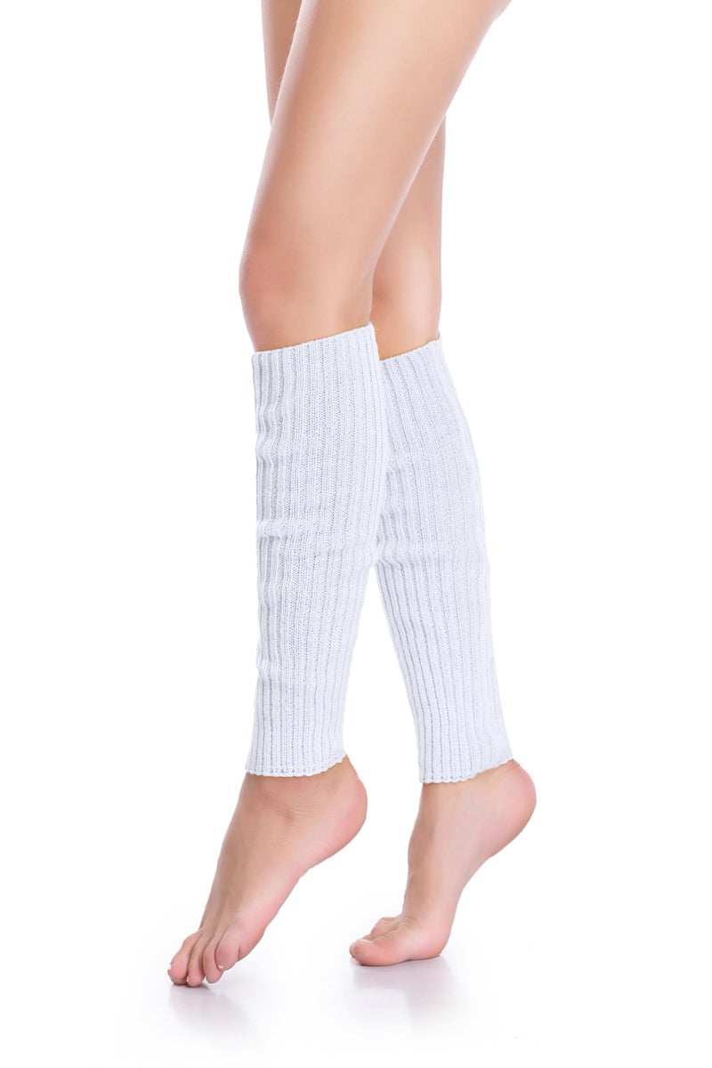 *daisysboutique* Retro Unisex Adult Junior Ribbed Knitted Leg Warmers (One Size, White) - Image 3
