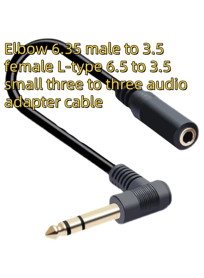 Premium 6.35mm Male to 3.5mm Female Audio Adapter Cable 11.81 Inch L Shaped Connector - Image 1