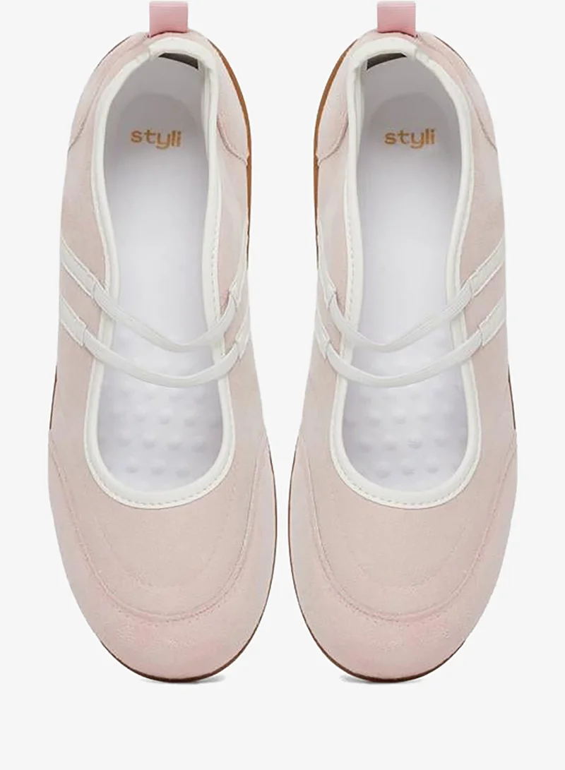 Styli  Pink Microsuede Mary Jane Sneakers for Women | Best Price UAE