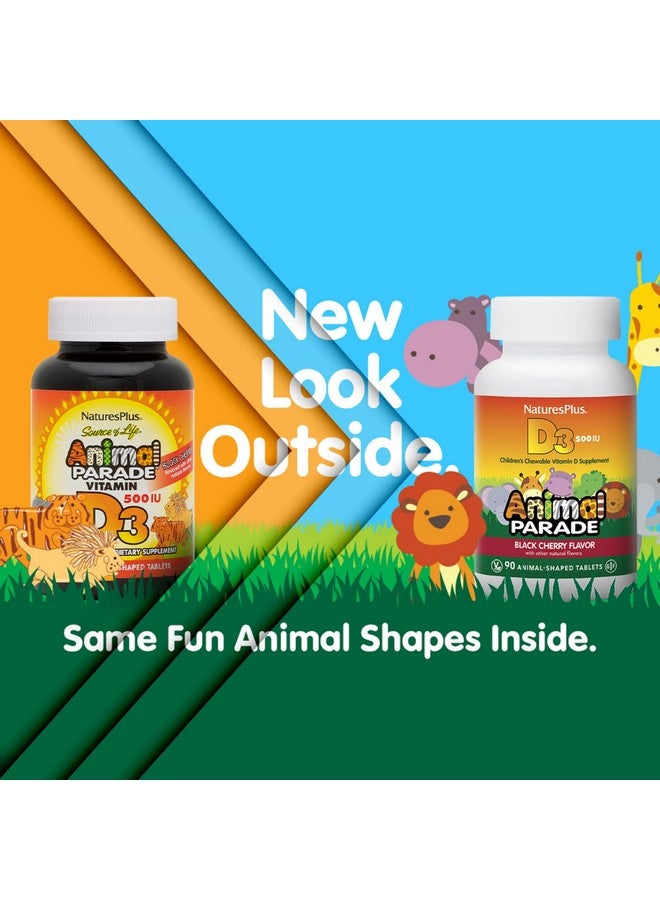 Natures Plus Animal Parade Vitamin D3 Children’s Chewables - Black Cherry Flavor - 90 Animal-Shaped Tablets, Pack of 2 - Gluten Free, Vegetarian, Hypoallergenic - 180 Total Servings - Image 2