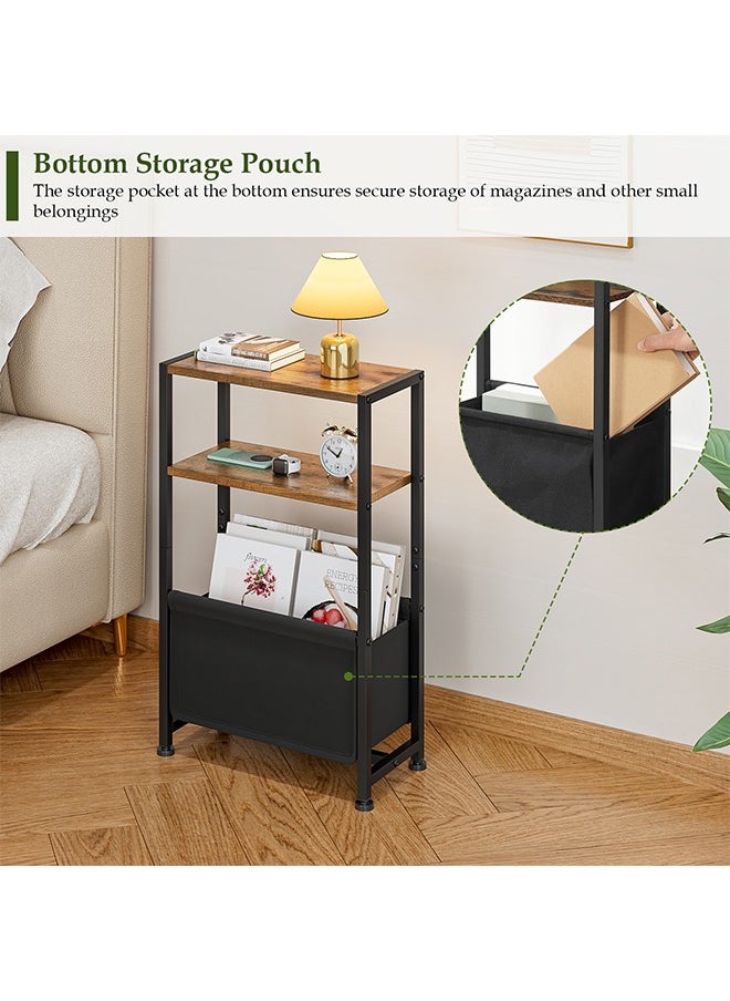 Generic - Narrow Side Table, Slim End Tables with Fabric Drawer and Storage, Skinny Table with Magazine Holder for Small Spaces, Thin Sofa Beside Table Nightstand Table for Living Room, Bedroom - Image 1