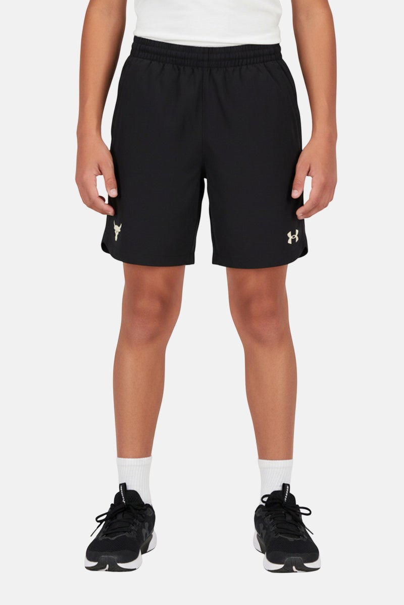UNDER ARMOUR Kids Boy Drawstring Training Shorts, Black - Image 1