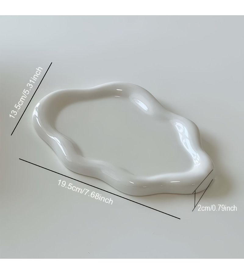 2pcs White Cloud Shaped Jewelry Tray Storage For Cosmetics Keys Small Items - Image 4