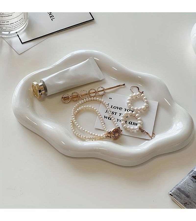 2pcs White Cloud Shaped Jewelry Tray Storage For Cosmetics Keys Small Items - Image 3