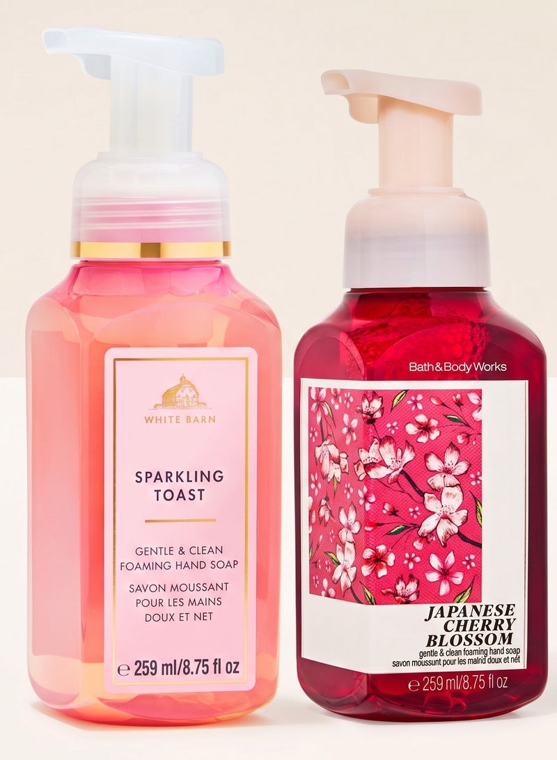 Bath & Body Works Gentle & Clean Foaming Scents Soap Set - Sparkling Toast & Japanese Cherry Blossom - Image 1