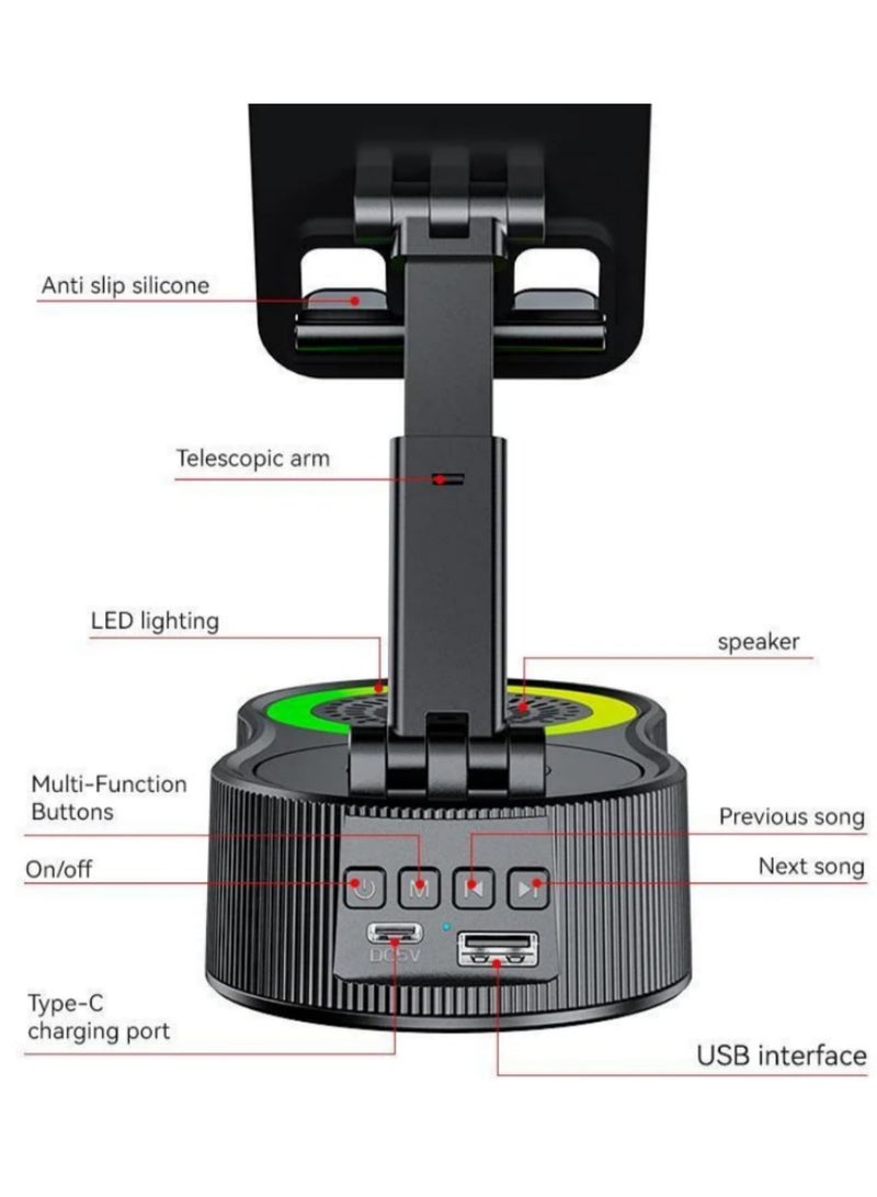 5 in 1 Phone Holder Stand With LED Light Bluetooth Speaker Adjustable Tablet Bracket Support Wireless Loudspeaker 360 Degree Rotating Holder With Lifting Function Power Bank Ambient Light - Image 3