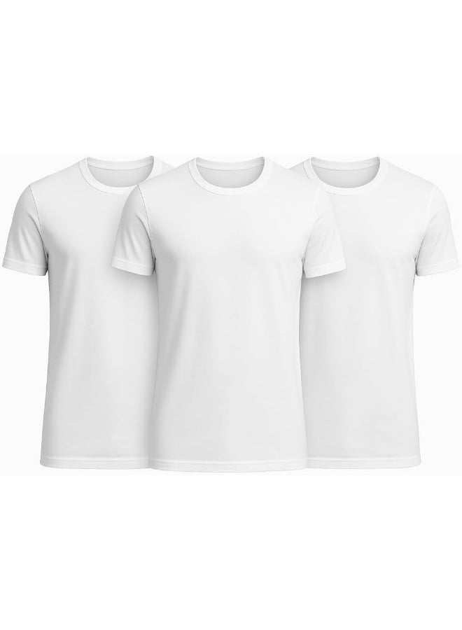 Doneel DONEEL Premium Men's T-Shirt, 100% Combed Cotton, 3-Pack, White, undershirt, Size 2XL  - Image 1