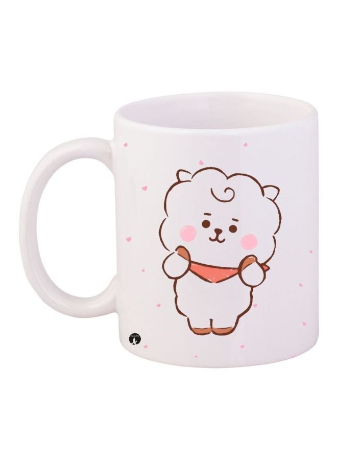 Printed Coffee Mug White/Brown/Pink 11ounce