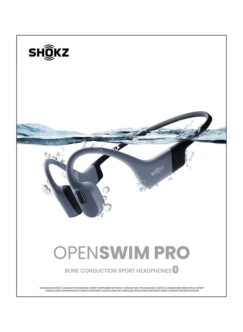 شوكز سماعات رأس رياضية بتقنية توصيل العظام OpenSwim Pro، مقاومة للماء IP68، سماعات أذن لاسلكية مفتوحة مع بلوتوث 5.4، سعة تخزين MP3 32GB، ميكروفونات لإلغاء الضوضاء، 9 ساعات من وقت التشغيل للجري والسباحة - Image 2