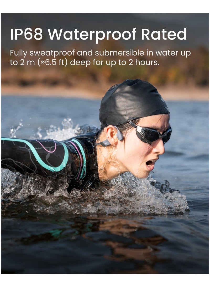 شوكز سماعات رأس رياضية بتقنية توصيل العظام OpenSwim Pro، مقاومة للماء IP68، سماعات أذن لاسلكية مفتوحة مع بلوتوث 5.4، سعة تخزين MP3 32GB، ميكروفونات لإلغاء الضوضاء، 9 ساعات من وقت التشغيل للجري والسباحة - Image 4