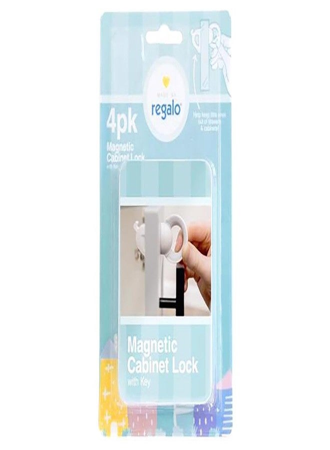 Regalo Home Safety Magnetic Cabinet and Drawer Lock, Award-Winning Brand, 4-Pack, Includes 4 Magnetic Cabinet Locks, 1 Magnetic Key, Easy Install, 3M Adhesive, White - Image 1
