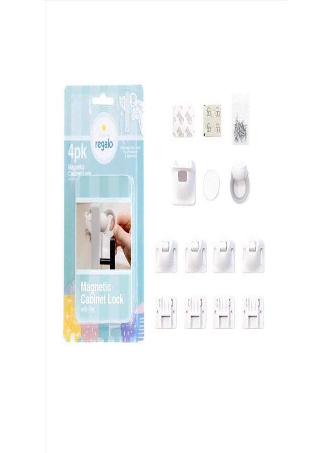 Regalo Home Safety Magnetic Cabinet and Drawer Lock, Award-Winning Brand, 4-Pack, Includes 4 Magnetic Cabinet Locks, 1 Magnetic Key, Easy Install, 3M Adhesive, White - Image 3