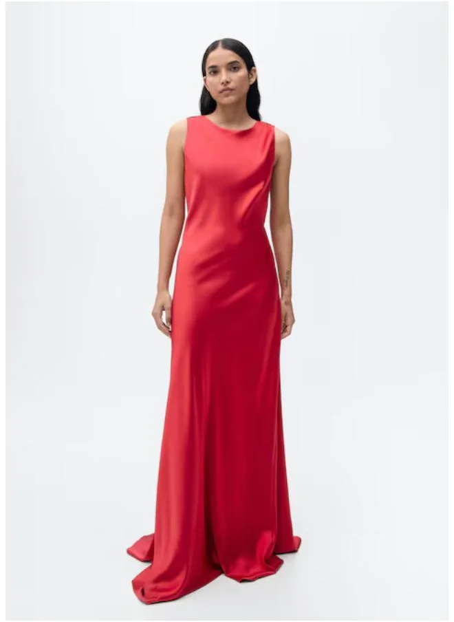 MANGO Long Satin Dress