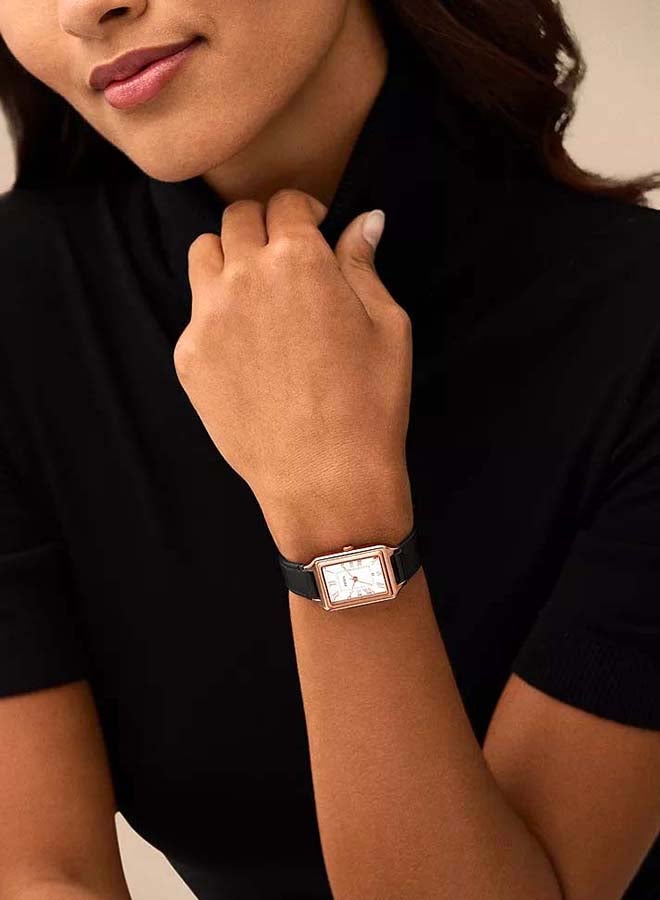 FOSSIL Women Raquel Three-Hand Date Black LiteHide™ Leather Watch ES5310 -23mm - Image 4