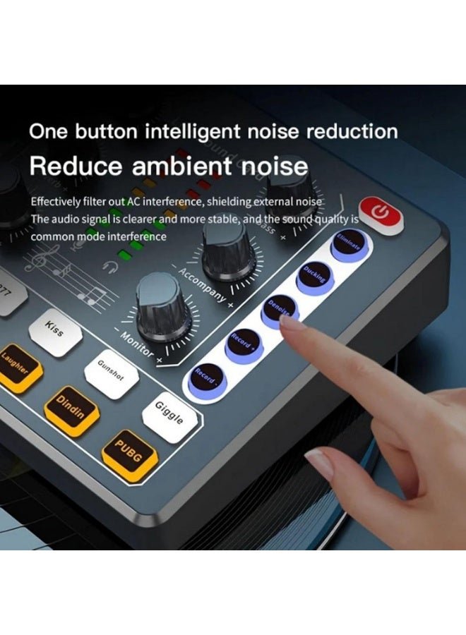 بطاقة صوت احترافية وخلاط صوت للبث المباشر مع مبدّل صوت ومؤثرات DJ – معدات بودكاست محمولة للبث والغناء والتسجيل على الكمبيوتر أو الهاتف - Image 4