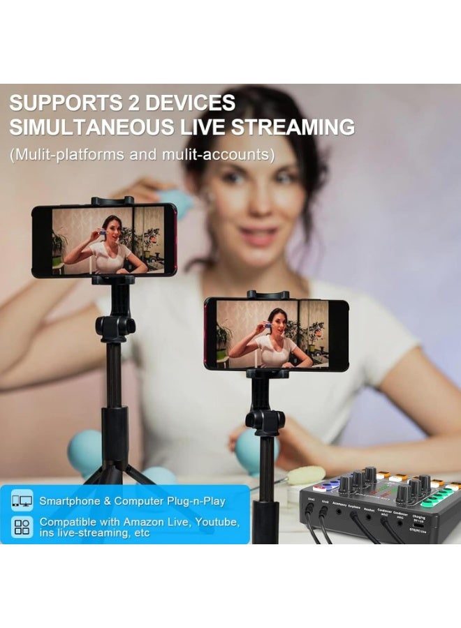 بطاقة صوت احترافية وخلاط صوت للبث المباشر مع مبدّل صوت ومؤثرات DJ – معدات بودكاست محمولة للبث والغناء والتسجيل على الكمبيوتر أو الهاتف - Image 5