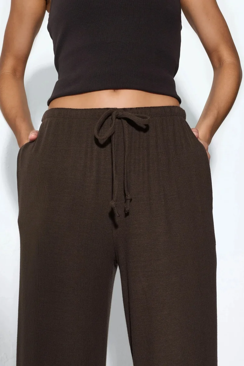 Busem Coffee Brown BUSEM Wide-Leg Jersey Trousers for Women | Best Price UAE