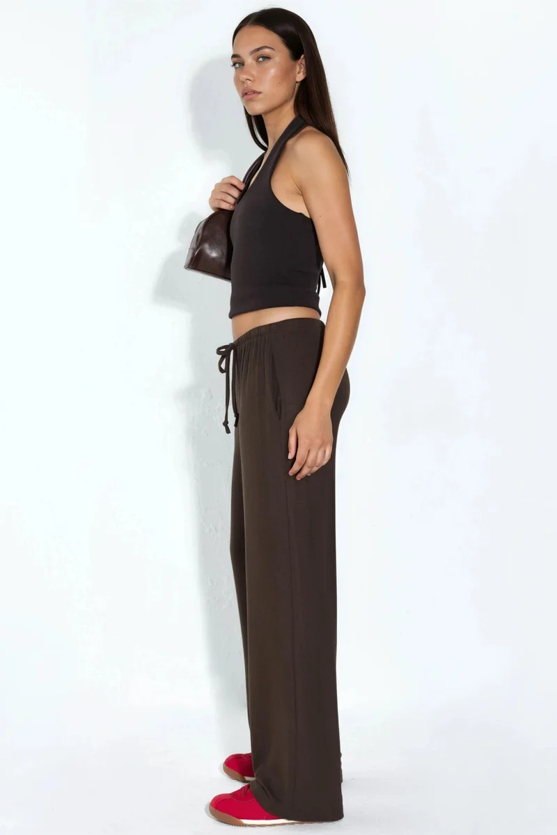 Busem Coffee Brown BUSEM Wide-Leg Jersey Trousers for Women | Best Price UAE