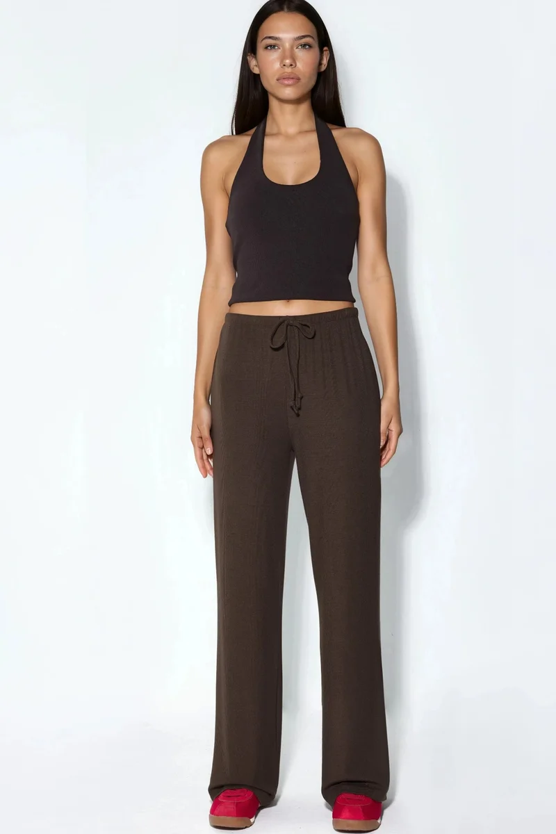 Busem Coffee Brown BUSEM Wide-Leg Jersey Trousers for Women | Best Price UAE