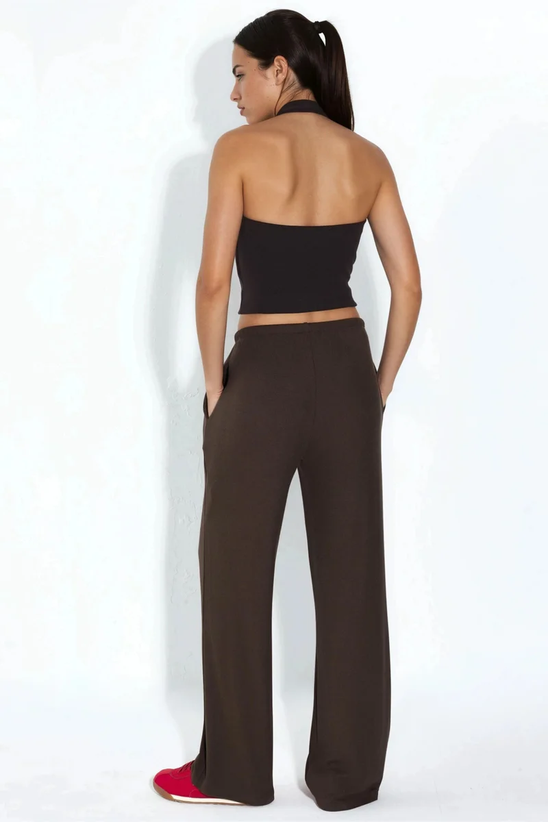 Busem Coffee Brown BUSEM Wide-Leg Jersey Trousers for Women | Best Price UAE