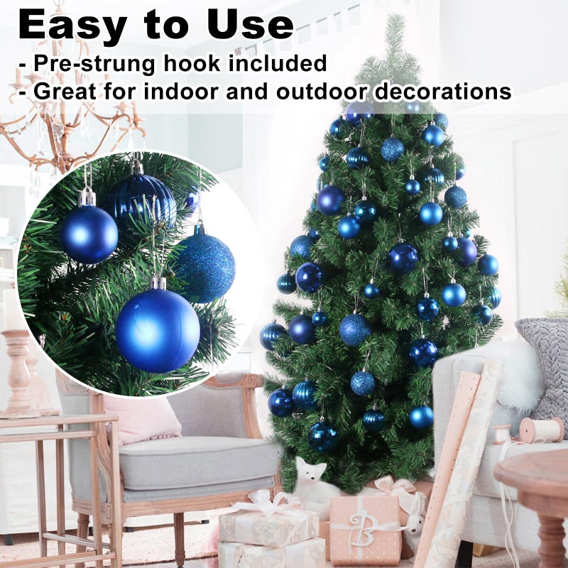 GameXcel Royal Blue 3.2"" Large Christmas Balls - Christmas Tree Decoration Ornaments Shatterproof Hanging Balls for Birthday Halloween Holiday Wedding Decorations Set of 18pcs - Image 5
