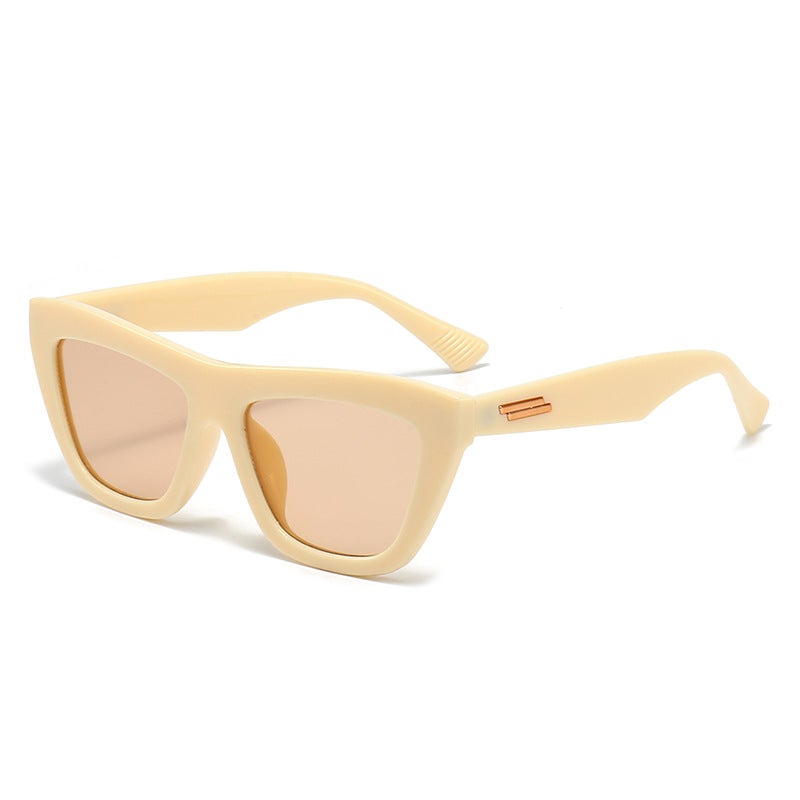 Generic Polygonal Sunglasses UV Protection 2024 Womens Fashion Rice white framed tea slices 
