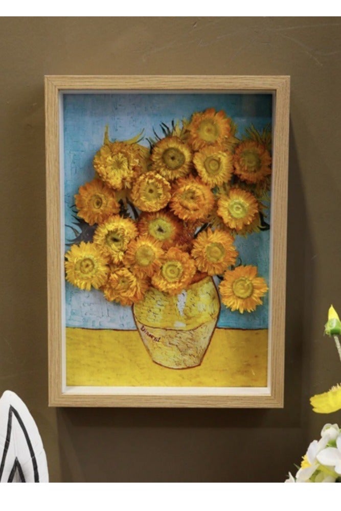 M MIAOYAN Sunflower Preserved Flower 3D Photo Frame | Handmade Luxury Table Decor | Creative Birthday Gift  - Image 1