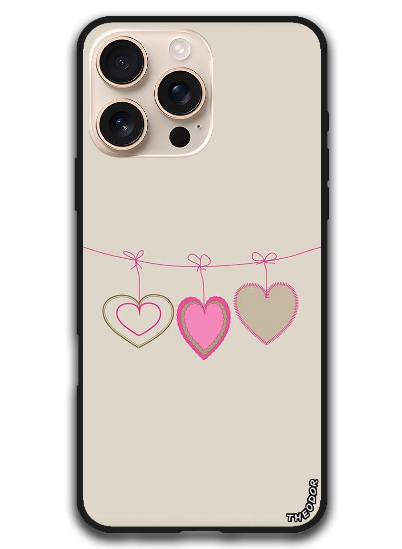 Theodor Protective Case Anti Scratch Shock Proof Bumper Cover For iPhone 16 Pro Max (6.9)-inch Hanging Hearts - Image 1